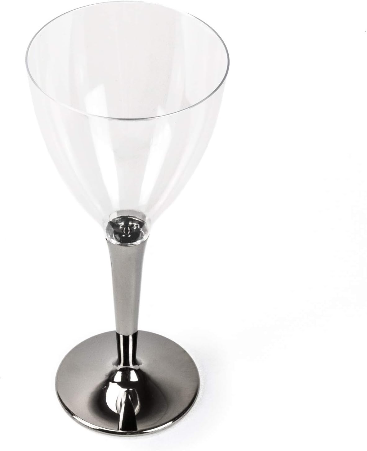 High Class Plastic Disposable Party Wine Glass – clear/silver – 130 ml, 50 Pieces