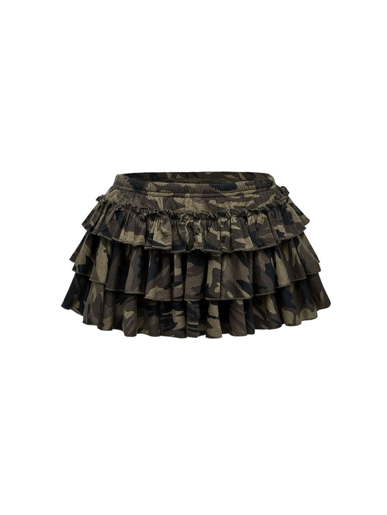 Photo 1 of BEAUDRM Women's Y2K Cheetah Print Ruffle Mini Skirt Leopard Tiered Layered A Line Cake Skirts Green Small