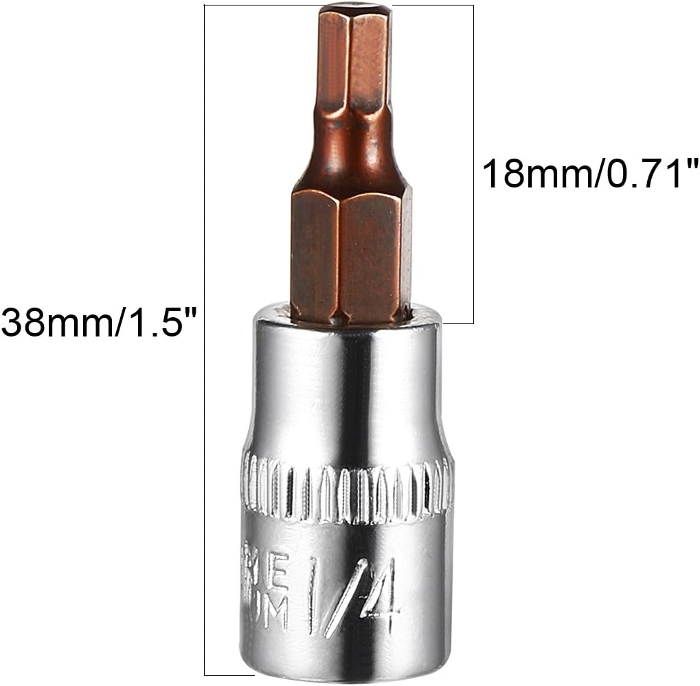 Sourcingmap 2pcs 1/4" Drive x H4 (4mm) Hex Bit Socket, S2 Steel Bits CR-V Sockets 1.5" Length Use with Ratchet Wrench - Image 5