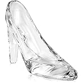 JINJUMEI Glass Crystal High Heels, Cinderella Glass Slipper, Transparent Crystal High Heel Shoe Decoration for Wedding and Birthday Decor