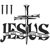MOCCOOL Jesus Cross Metal Wall Decor, Christian Wall Art for Home, Religious Spiritual Faith Black Cross Decor for Living Room, Bedroom, Prayer Room, Church, Office