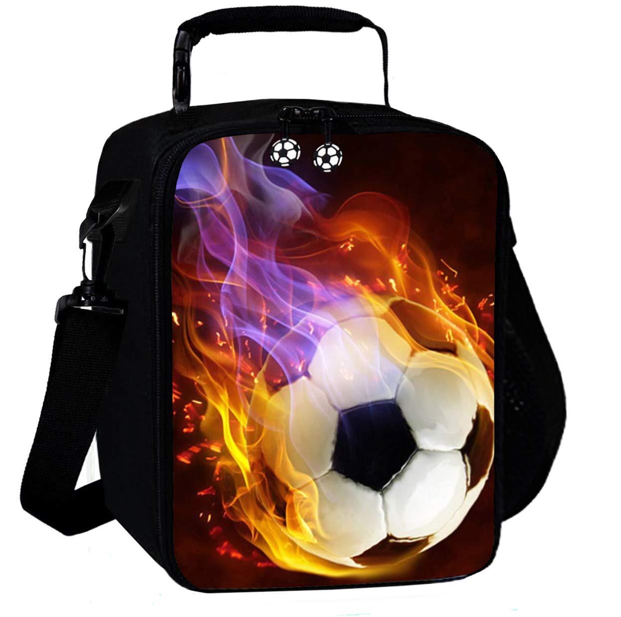 7-Mi 3D Football Kids Reusable Lunch Container Kids Lunch Bags Children Lunch Box Cooler Thermal for School Insulated Meal Tote Shoulder Bag