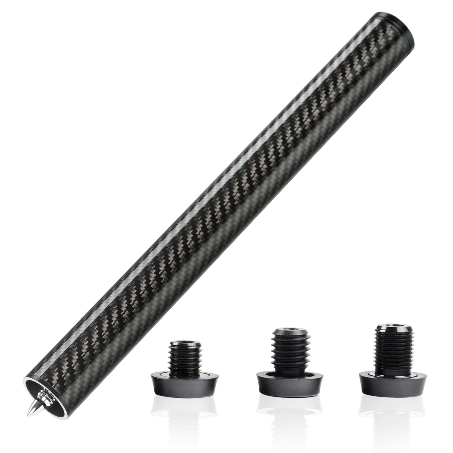 Photo 1 of KONLLEN Pool Cue Extension with 3 Bumpers Enhanced Control Comfortable Touch 2'' 3'' 4'' 8'' 12'' Carbon Fiber Billiards Cue Extension for Mezz Predator PERI Jflowers Fury Pool Cue