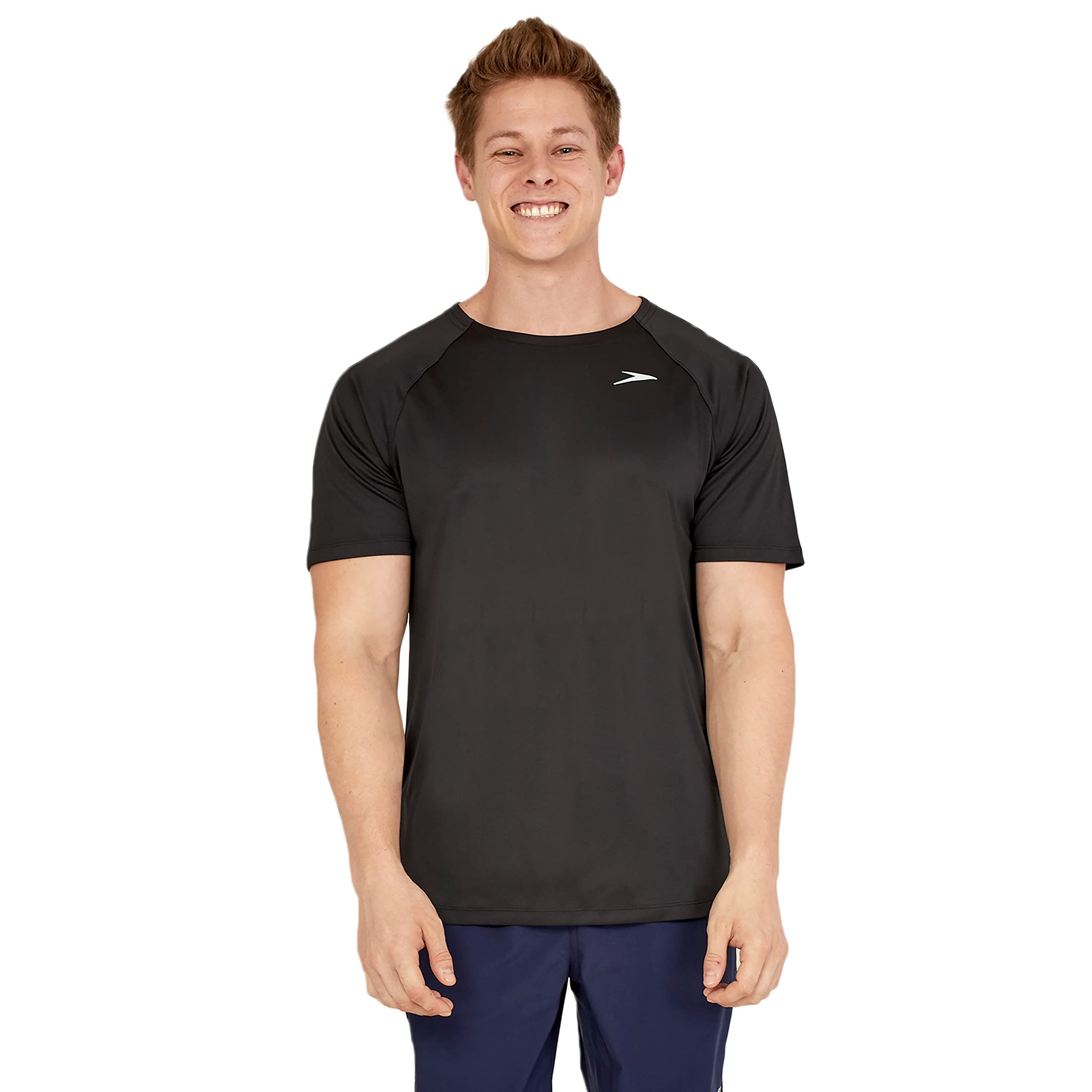Speedo Men’s Uv Swim Shirt Short Sleeve Fitness Rashguard Anthracite