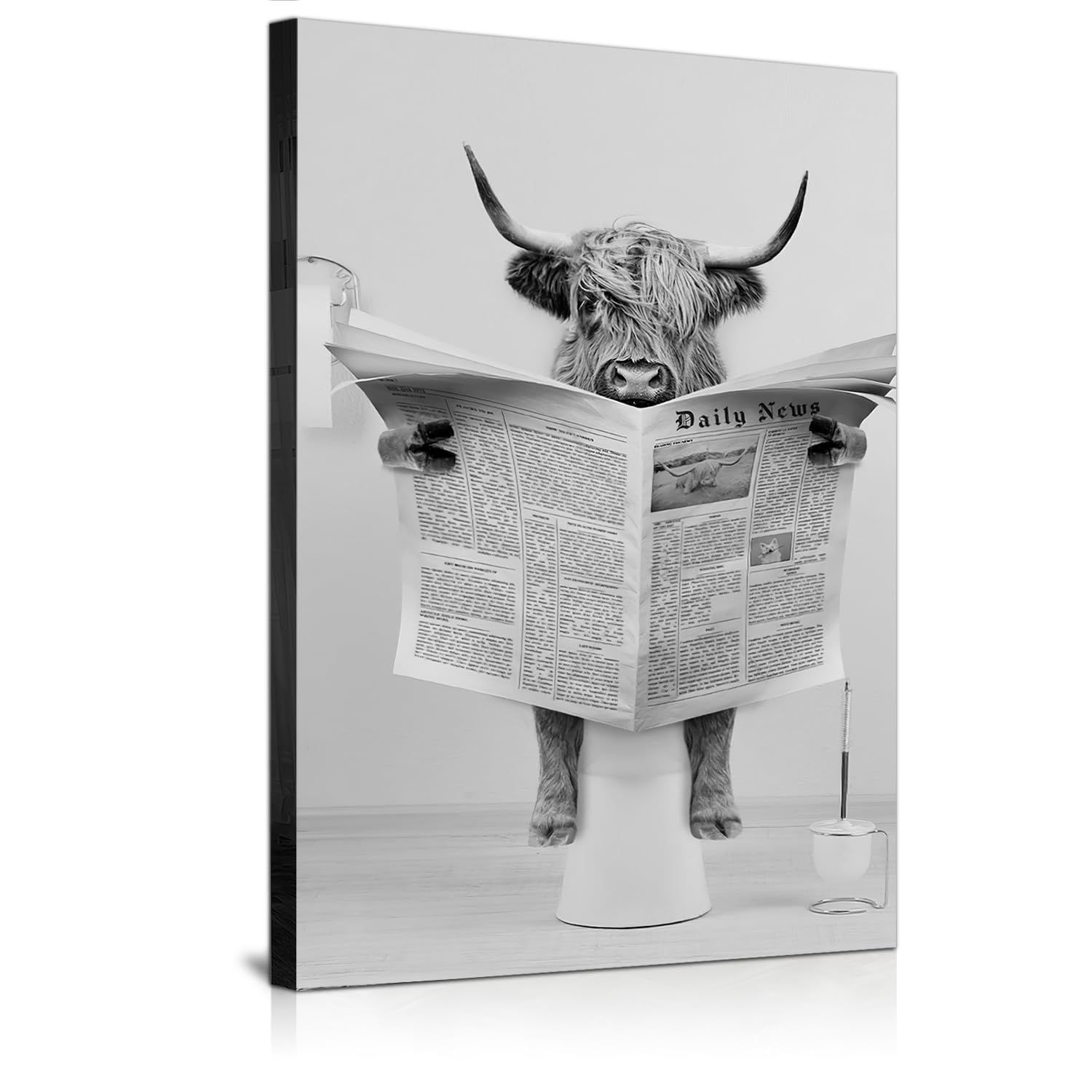 JNAOZI Bathroom Black and White Canvas Painting, Black White Vintage Canvas Pictures, Bathtub Animal Print Canvas Painting Poster, Without Frame (F9, 50 x 70 cm x 1)