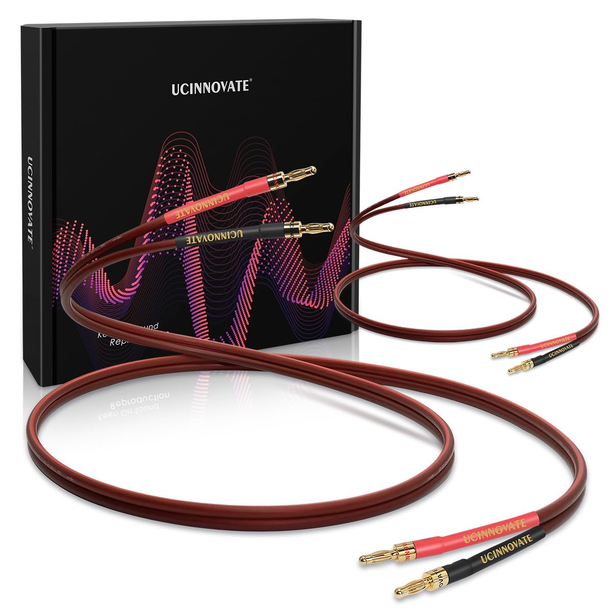 VVFLED 14 Gauge Speaker Wire with Banana Plugs, 2 Pack 6.6 FT HiFi OFC Audio Speaker Cables for Home Theater, Speaker Cables with Gold-Plated Banana Plugs Crystal Sound for Stereo Amplifier (2mx2)