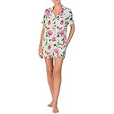 Room Service Womens Pajama Sets, Short Sleeve Silk Satin Button Down Top with Shorts 2 Piece Lounge Sets for Women
