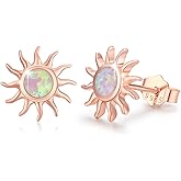 CUOKA MIRACLE Sun Studs Earrings 925 Sterling Silver Opal Celestial Studs Earring Delicate Sun Jewelry Mother's Day Gifts for Mom