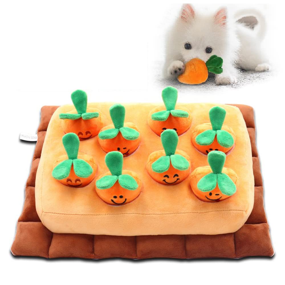 SLuB Dog Carrot Toy, Cute Expression Carrot Plush Pet Toy, Interactive Game for Dogs, Used for Pet Foraging, Sniffing Training, Eliminating Boredom and Stress (Smiley face)