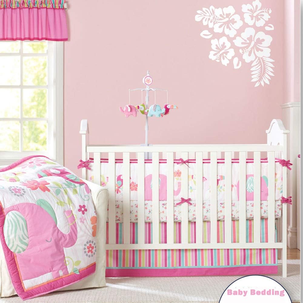 pink elephant baby crib bedding