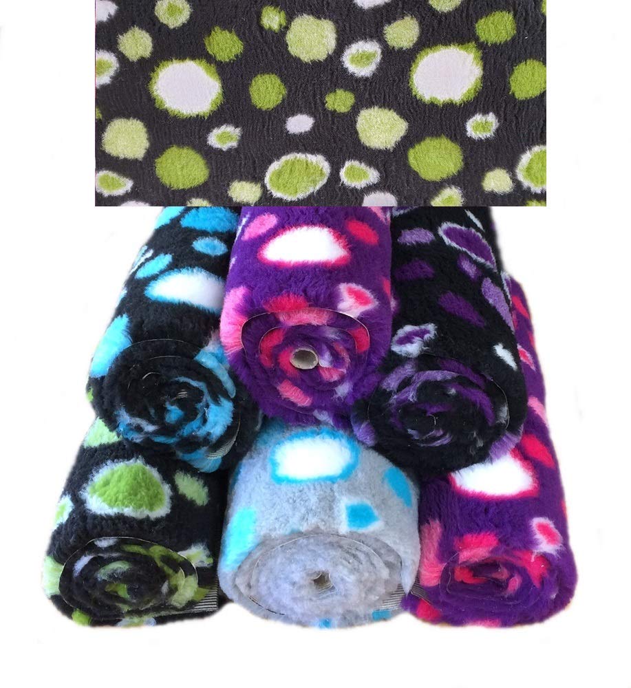 PnH Veterinary Bedding ® CIRCLES - NON SLIP - DOG BED - WHELPING FLEECE - Rubber Backed Vet Bed Roll/Pieces - Choice Of Colours And Sizes (100cm x 75cm, Black with Green Circles)