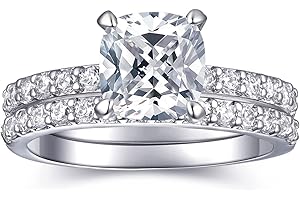 Dainty Life 2 Carat Round 3PCS / 2PCS / 1PCS Engagement Ring for Women | Wedding Rings | Fake Diamond Ring | 18K White Gold Women's Band Ring Size 4-11