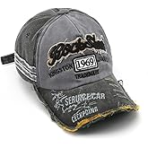 Elwow Men's Retro Washed Cotton Distressed Baseball Cap Trucker Hat Hiking Travelling Hat with Patch Design