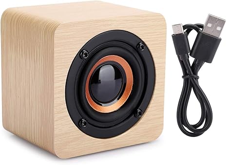 small wooden speakers
