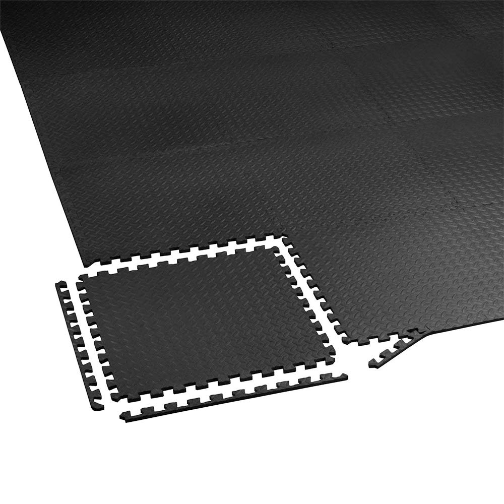 innhom 12/24 Tiles Gym Mat Exercise Mats Puzzle Foam Mats Gym Flooring Mat Interlocking Foam Mats with EVA Foam Floor Tiles for Gym Equipment Workouts, Black/Gray
