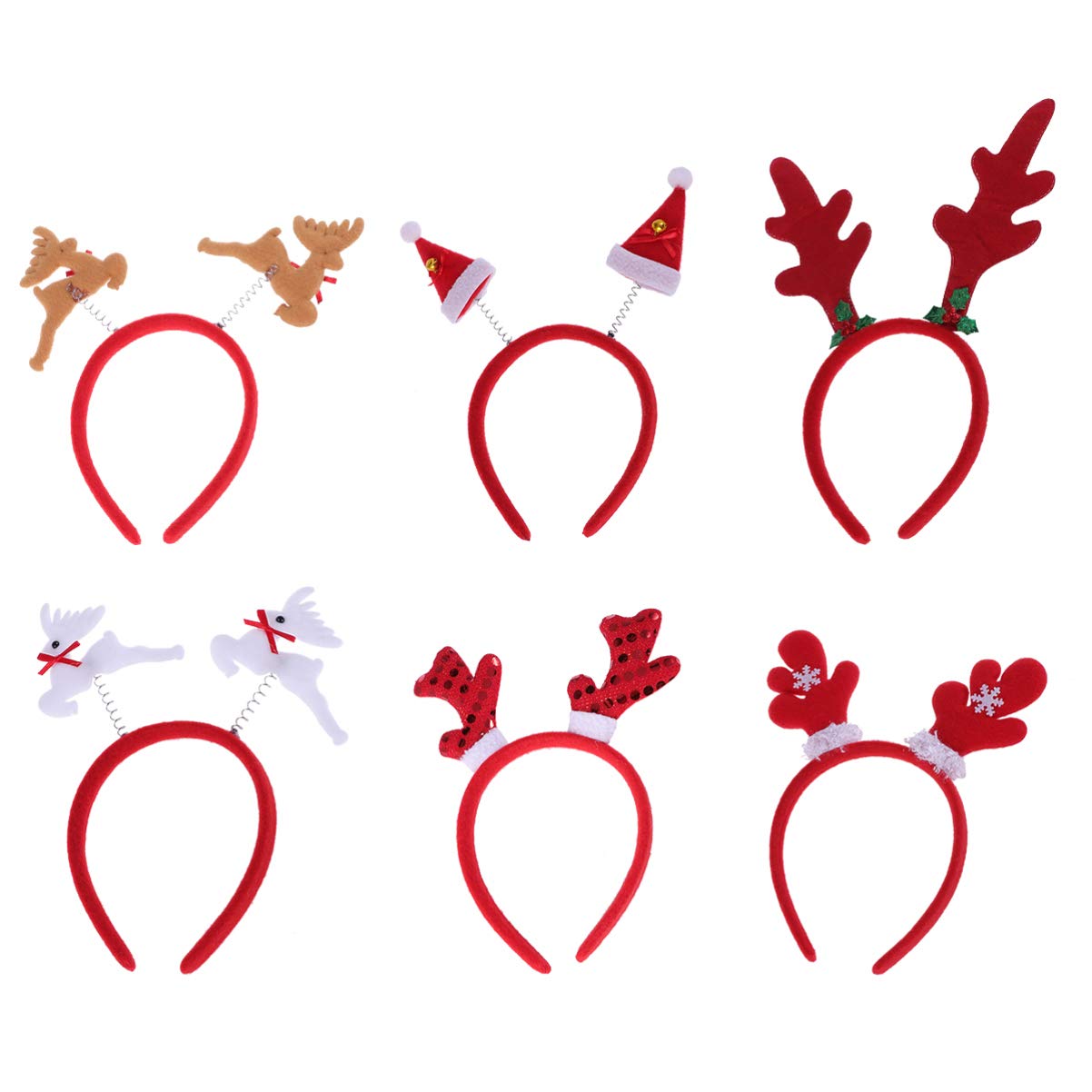 Beaupretty 6PCS Christmas Head Bopper Christmas Party Headband Xmas Hair Accessories for Xmas Party Supplies