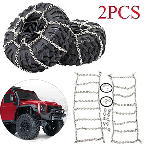 2Pcs Metal Snow Anti-Slip Tires Metal Steel Chain For 1/10 RC Rock Crawler Traxxas TRX-4 TRX4 Axial SCX10 90046