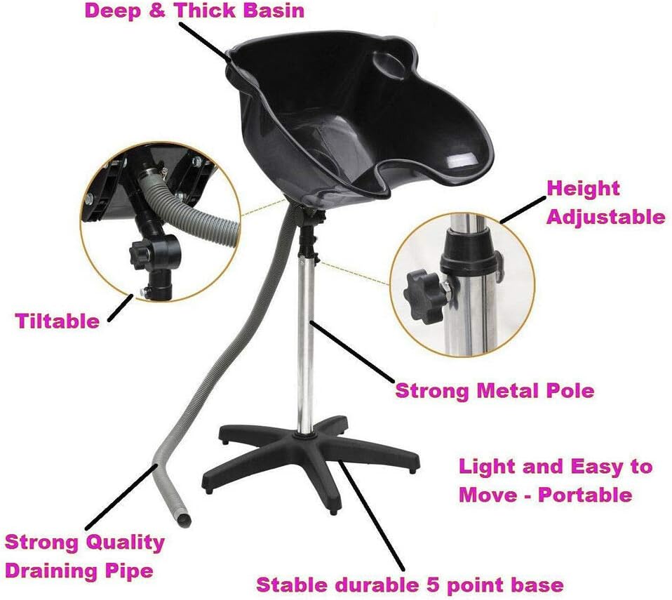 Hair Washing Sink, Portable Height Adjustable Shampoo Basin Wash Hair Bowl Hairdressing Salon Sink Basin for Barber Shop Beauty Salon Spa Equipment: Kitchen & Dining