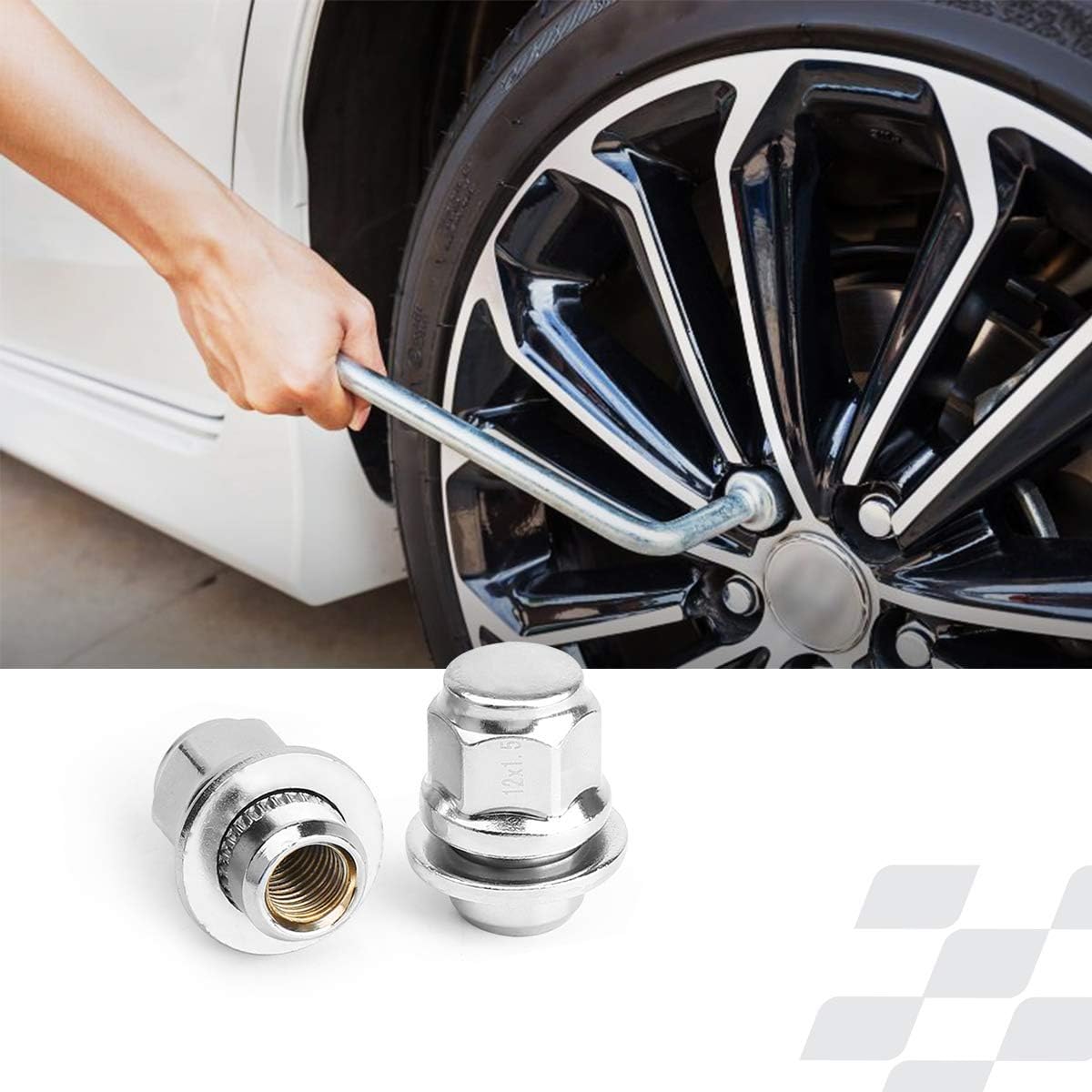 KSP 20PC 12x1.5 Thread Pitch Mag Lug Nuts, Hex 13/16'' (21mm) Chrome Wheel Nuts with Washer Closed End for Factory Aluminum Wheels, OE Lug Nuts: Industrial & Scientific