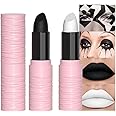 evpct 2Pcs Black Whtie Matte Lipstick Face Body Paint Stick Set High Impact Lipcolor with Moisturizing Creamy Formula Baseball Football Softball Eye Black Stick for Sports Halloween Party Clown