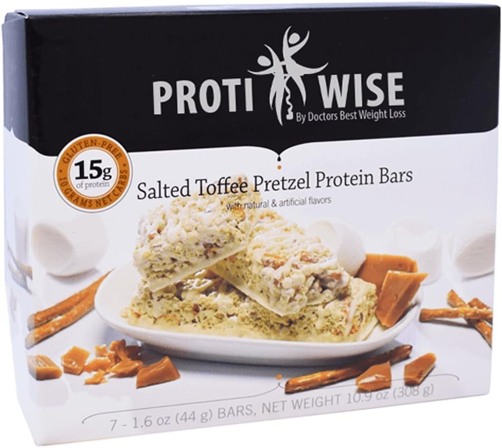 ProtiWise - 15g High Protein Weight Loss Bars for Any Diet (Salted Toffee) | Low Calorie, Low Fat, Low Sugar (7/Box)