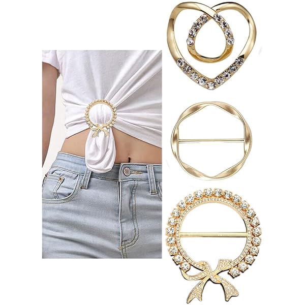 Gold Rhinestone Scarf Ring Clip - Alloy Bow Brooch For Women, Versatile Fashion Accessory