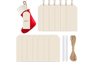 AWIZOM 24 Pcs Christmas Stocking Name Tags Wooden Personalized Christmas Stocking Hanging Label Farmhouse Xmas Stocking Name Signs with Whiteboard Pens and Twine for Holiday Xmas Tree Ornament(Natural Color)