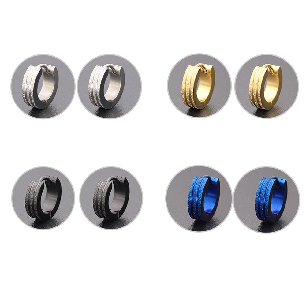 Earrings, Jsmoris Hypoallergenic Small Hoop Earrings for Men Women 316 Surgical Stainless Steel Huggie Earrings 4 Pairs