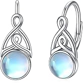 Moonstone Earrings for Women 925 Sterling Silver Irish Celtic Knot Hoop Earrings Leverback Jewelry Gifts