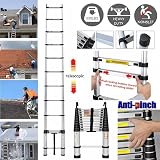 Qimu 6.2M Aluminum Telescopic Ladder with Hooks 150kg EN131 20.3ft view 4