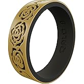 QALO Women's Rubber Silicone Ring, Arrow Strata Rubber Wedding Band, Breathable, Durable Engagement Silicone Ring, 6mm Wide 1.85mm Thick