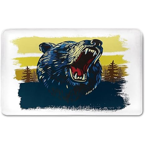 Amazon Com Memory Foam Bath Mat Cabin Decor Angry Bear Head
