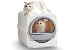 Wafiet Large Self Cleaning Cat Litter Box for Multi Cats, Pull and Scoop Kitty Litter Box with Lid, Odorless Cat Litter Box with 4.4lb Cat Litter, Semi-Auto Litter Scoop Easier Cleaning