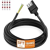 Adullama 4 Way Trailer Wiring Harness 5FT with Jacketed Cable, 18AWG 4 Pin Flat Trailer Extension Connector Trailer Wiring Co