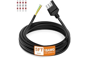 Adullama 4 Way Trailer Wiring Harness 5FT with Jacketed Cable, 18AWG 4 Pin Flat Trailer Extension Connector Trailer Wiring Co