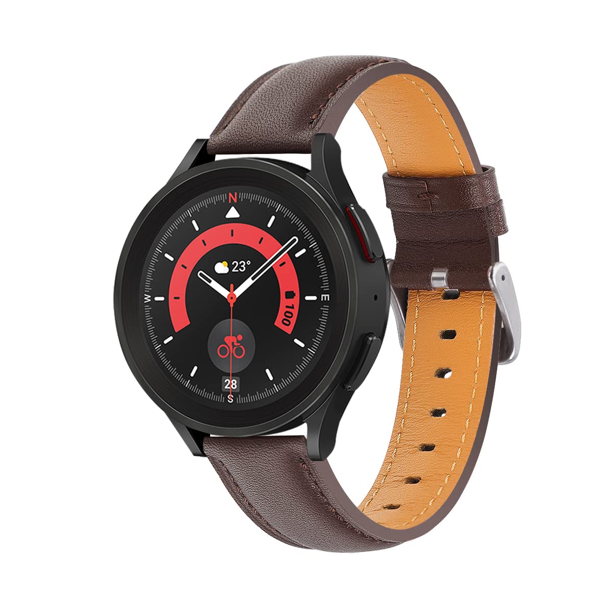 Genuine Leather Bands Compatible with Galaxy Watch 3 41mm/45mm,Woman Man 20mm/22mm Wristband Quick Release Strap for Galaxy Watch 42mm/Watch 4 Classic/Watch 46mm Smartwatch (41mm(20mm), Coffee)