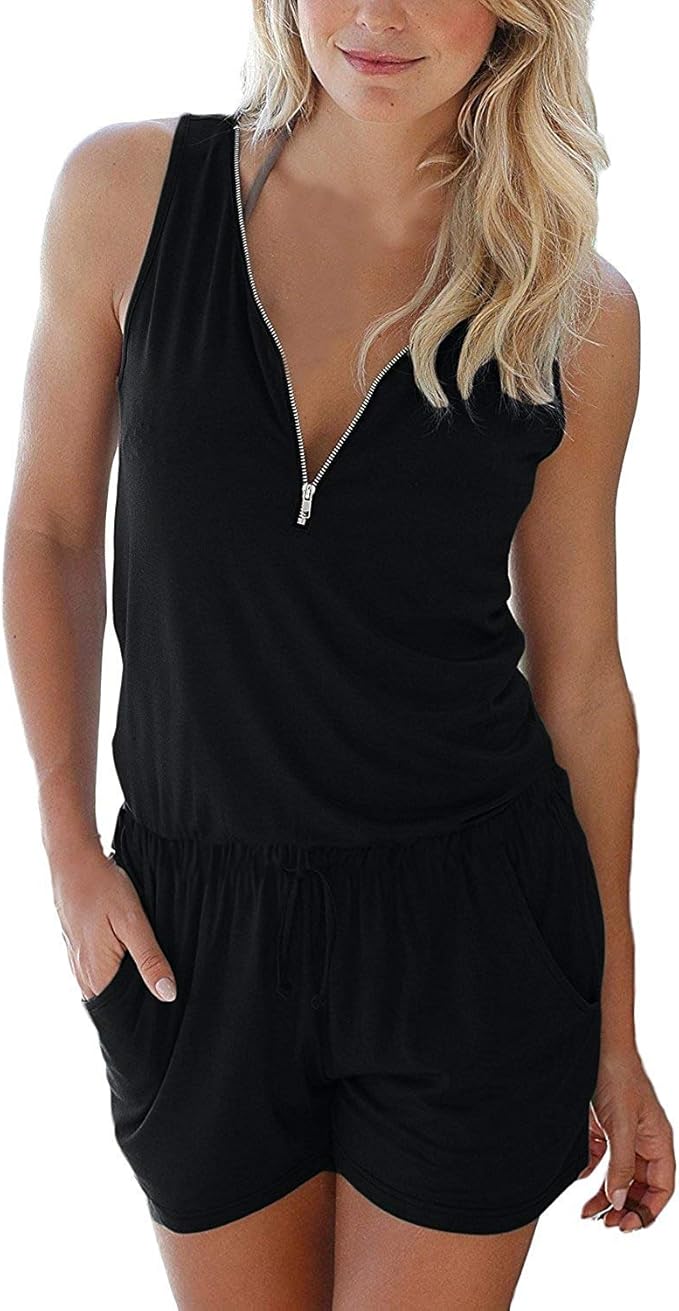 Dreamsbox Women's Casual Summer Rompers, Women's Jumpsuits VNeck