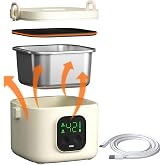 BOKASM Portable Heated Lunch Box for Adults, 800ml Capacity SS Inner Liner | Cordless Electric Food Warmer 14000 mAh Battery Powered,5 Temperature Settings&amp;Digital Display, for Picnic/Camping/Office