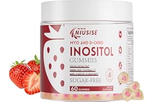 NIUSISE Inositol Gummies, Inositol Supplement with Myo-Inositol & D-Chiro Inositol + Vitamin D3, Ideal 40:1 Ratio, with Magnesium Glycinate 400mg, Supports Regular Cycle for Women, Vegan, 60 Gummies