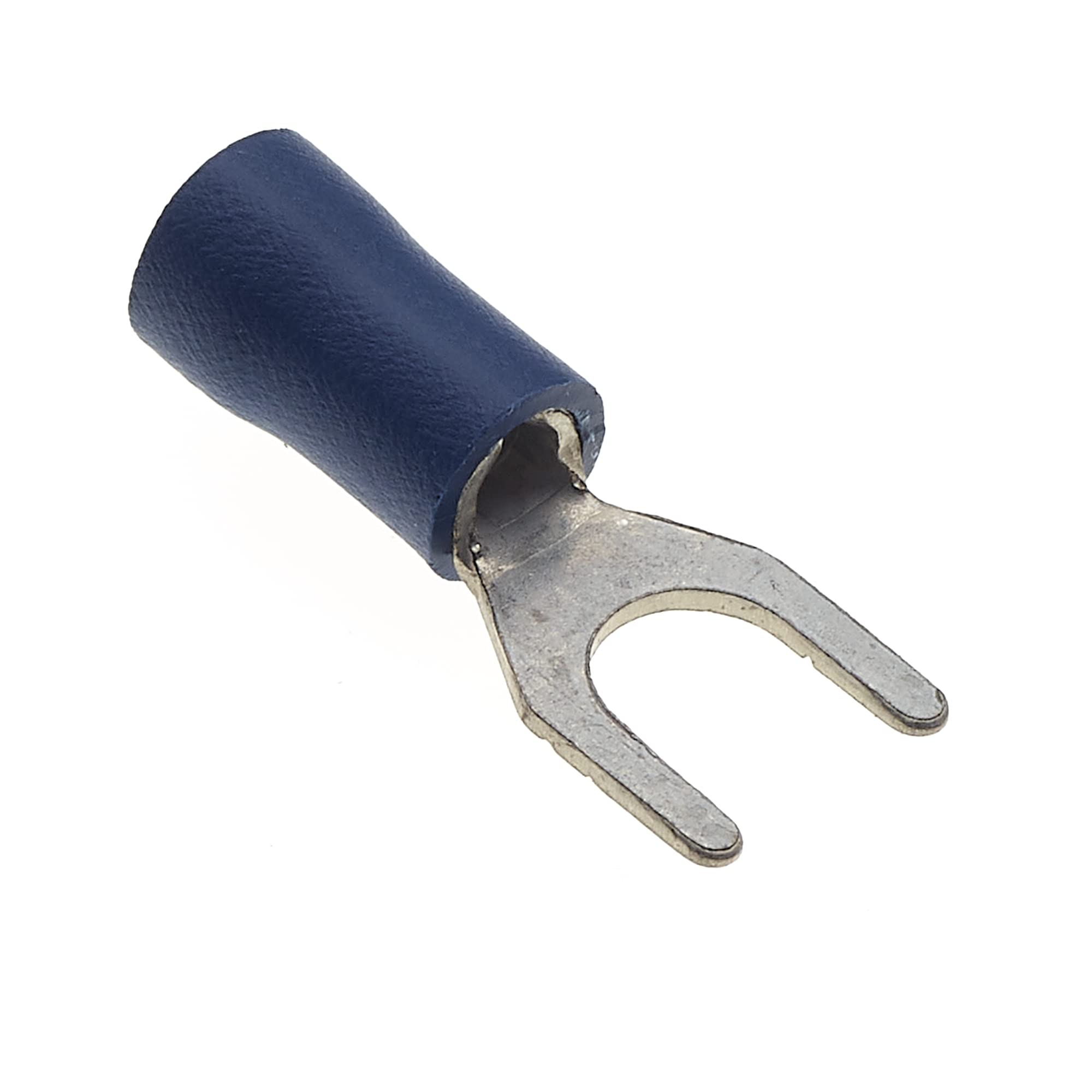 Fork Crimp Terminal, Pack Of 100 - Blue, 24A, 5mm - Heat Shrink Fork Connectors, Tinned Copper Connectors, Insulated U-Type Wire Terminals