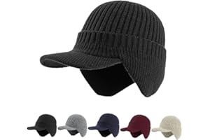 AIIONP Elastic Warm Ear Protection Knitted Hat, Winter Beanie Outdoor Warm Hats with Brim and Ear Flaps for Men Women