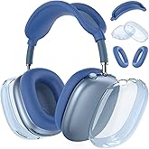 Silicone Case Cover for AirPods Max Headphones, Clear Soft TPU Ear Cups Cover/Ear Pad Case Cover/Headband Cover for AirPods Max (2024/2020), Transparent Accessories for Apple AirPods Max (USB-C), Blue