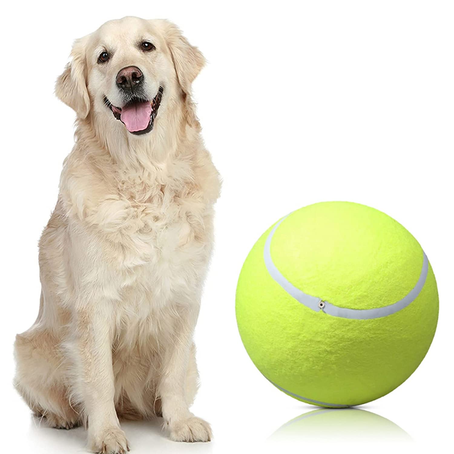 JZK Pet dog toy tennis ball 9.5 inch dog inflatable tennis ball toy for large pet toys indoor outdoor sports beach