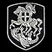 VEGASBEE® St. George Saint Patch Mounted Slaying Dragon Saint George Cross Shield Christian Embroidered Iron-On Patch Emblem Silver Metallic Medium Size 4.5