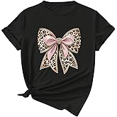 SweatyRocks Women's Short Sleeve Bow Graphic T Shirts Summer Casual Crewneck Tees
