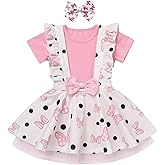 IBTOM CASTLE Polka Dots Tutu Costume for Baby Girl Princess 1st Birthday Party,Dress Up w/Overall Suspender Skirt,Headband