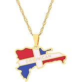 Stainless Steel Jewelry Dominican Republic Map Pendant Necklace Stainless Steel Country Flag Jewelry In H 506016