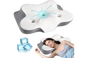 HOBEST Cervical Neck Pillow for Pain Relief- Ergonomic Memory Foam Pillows for Sleeping, Dual Ear Relief Zone Contour Pillow, Neck Support Pillows for Side Back &Stomach Sleeper (White)