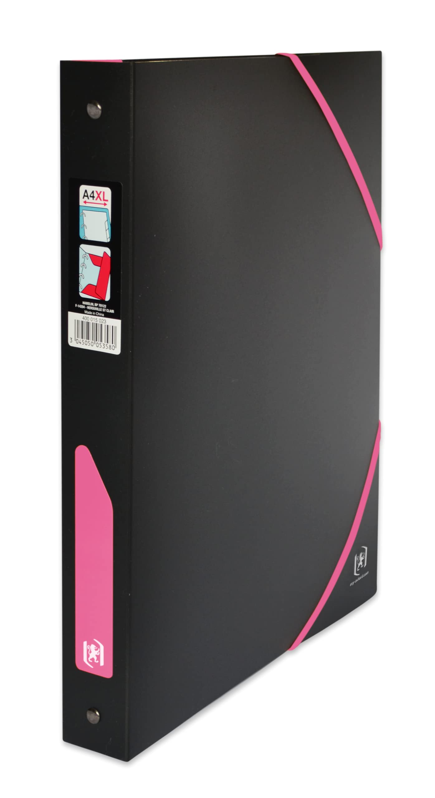 OXFORD Nomade for Students A4XL 40mm Spine 4 Ring Binder Polypropylene Two Tone Black Pink
