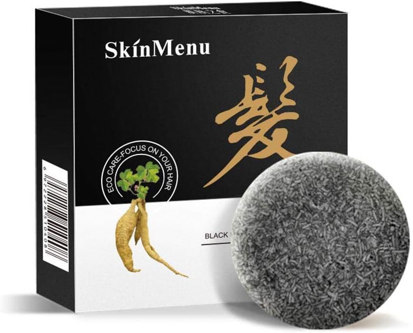Organic Conditioner Hair Darkening Shampoo Bar Black Sesame Fleeceflower Root Moisturizing Handmade Solid Hair Soaps Repair Dry Damaged Oily Frizzy Hair Anti Hair Loss Women Men